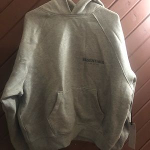 NWT Fear of God Essentials Dark Heather Oatmeal Hoodie Size XS